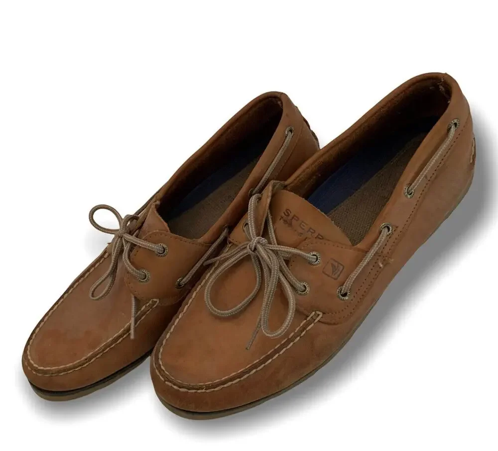 Size 12M Sperry Brown Leather Leeward Boat Shoes Mens 0777894
